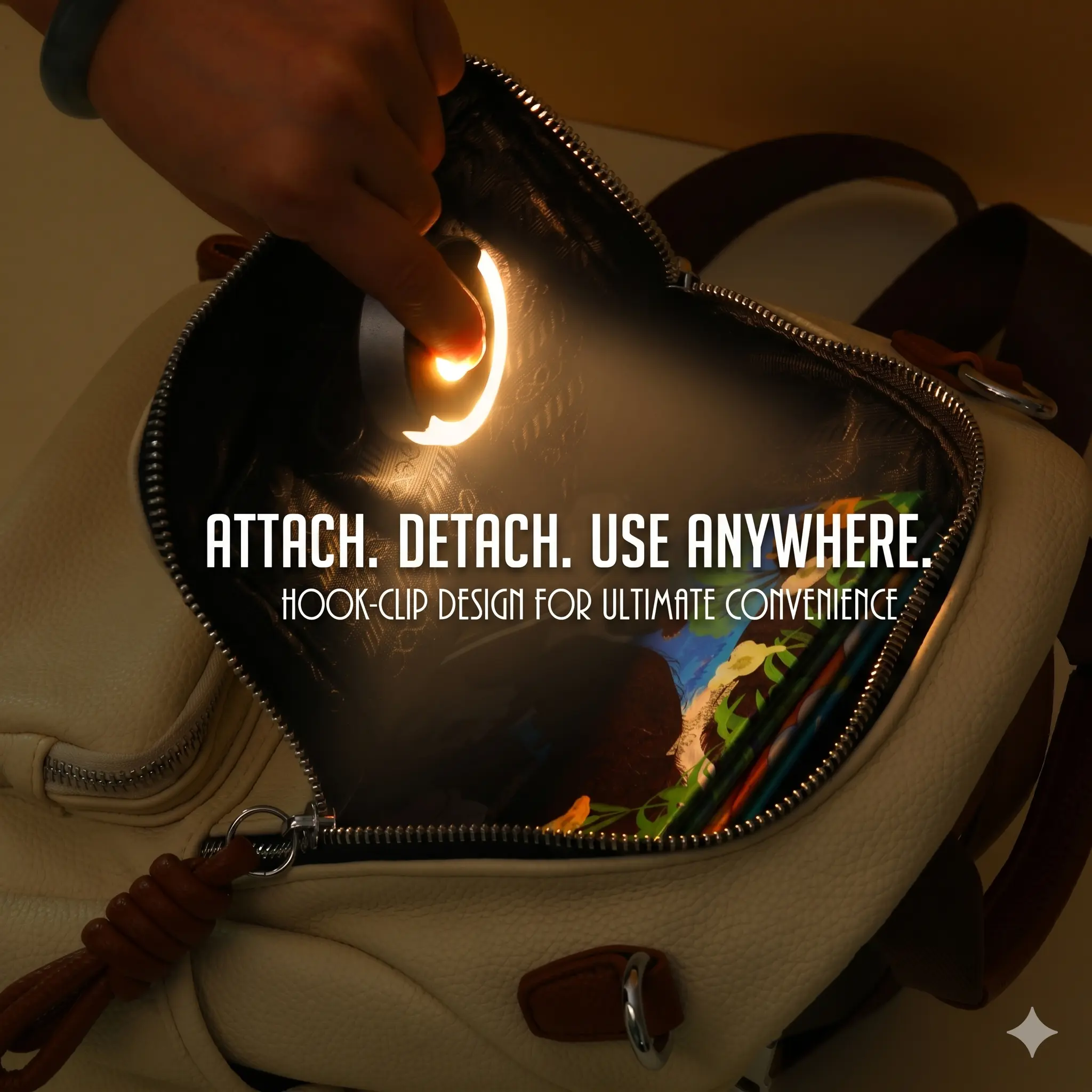 Rechargeable LED Bag Light, Ultra-Compact Handbag Light with One-Tap Glow, Never Fumble in Your Purse Again
