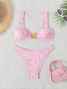 Fashion Cute Fabric Pattern Sexy Women's Two-Piece Set, European and American Best-Selling Swimsuit, Stylish and Comfortible Bikini Sets