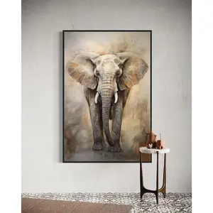 African Elephant Wall Art, Abstract Painting Extra Large Canvas PRINT, Man Cave, Game Room Decor,  Or Un Ready To Hang Artistic Artwork Cotton Matte Minimalist Ornaments Decoration Photo Hanging wall decor posters