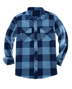 Men's Heavyweight Buffalo Plaid Flannel Shirt,Casual Button Down Brushed 100% Cotton,10.6 Oz Overshirt