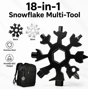 18-in-1 Snowflake Multi-Tool, Stainless Steel Pocket Wrench with Screwdriver & Bottle Opener, Portable EDC Gadget Gift for Men, Camping & DIY Tool