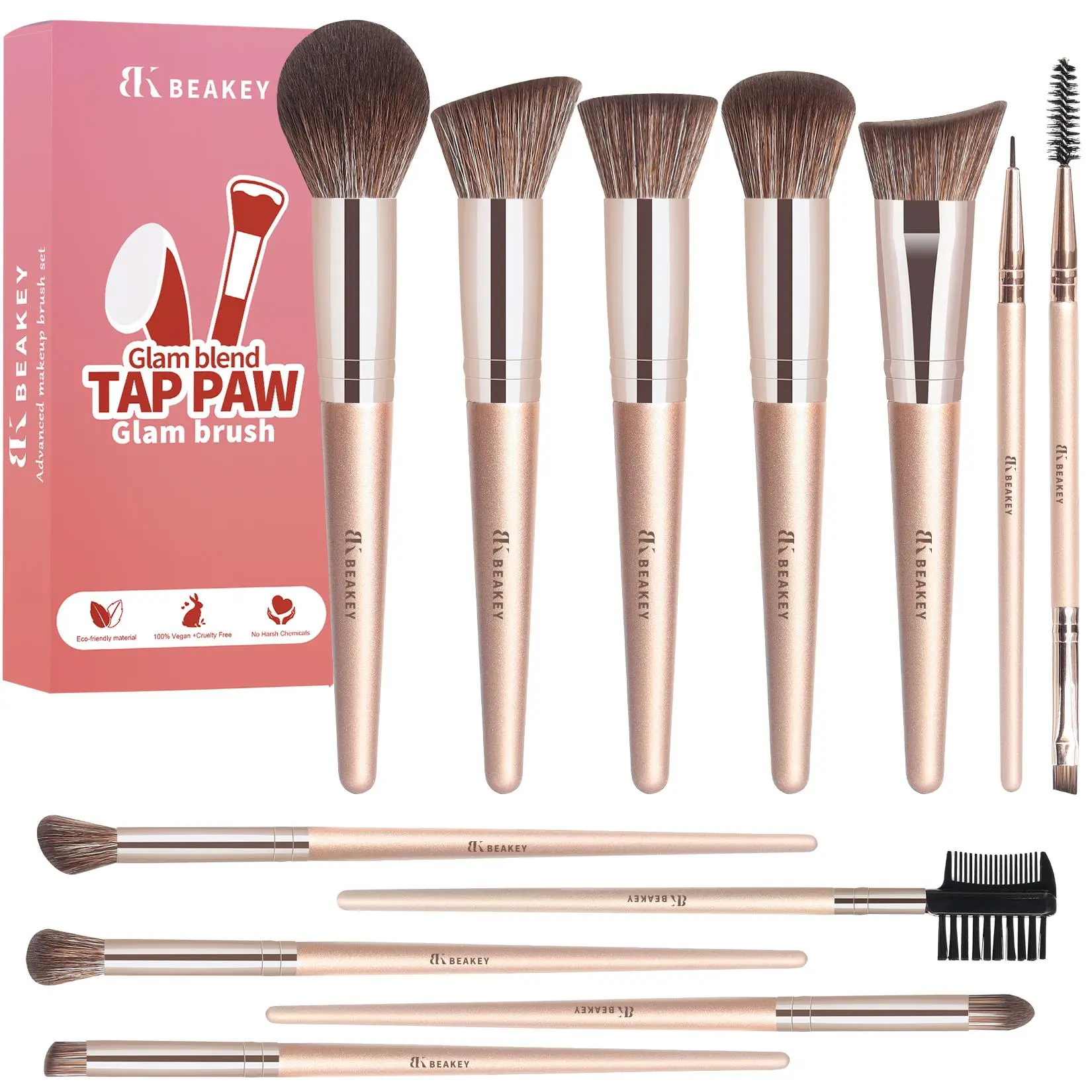12pcs luxe gold makeup brush collection