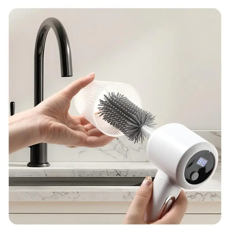 SmartClean Digital Dishwasher Brush with LED Display for Efficient Cleaning and Maintenance