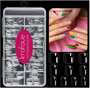 Kids Short Clear False Nails krofaue 240Pcs Full Cover Press on Nails for Little Girls Children Fake Nails Fingernail Decoration Clear Soft Gel Nail