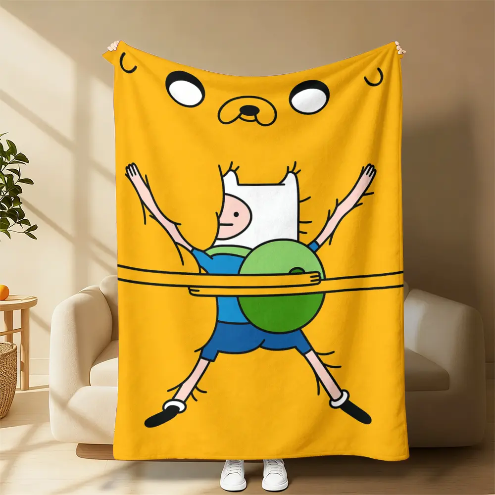 Adventure Time Finn Jake Cartoon Print Flannel Throw Blanket, weighted blanket，Super Soft Plush Warm Cozy Sofa Bed Lap Blanket, Perfect Birthday Holiday Fan Gift for Teens Adults, Washable Anti-Pilling Lightweight Comfort Home Bedding Blanket