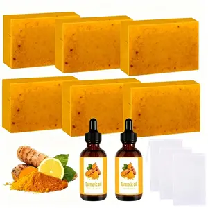 Turmeric Soap and Essential Oil Set, Includes Turmeric Soap, Essential Oil, Soap Protector, Daily Skin Care, Unisex, Gift Idea, Soap Bar