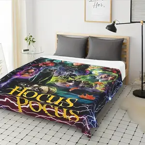 Hocus Pocus Witch Gathering High-Definition Printed  Blanket, Ultra-Soft And Lightweight for All Seasons, Suitable for Sofa, Bed, Office, And Travel -Warm Haven Textiles