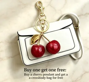Women's Lightweight Mini Crossbody Bag with FREE Cherry Keychain - Cute Fruit Bag Charm, Soft Shoulder Purse & Stylish Handbag Accessory for Tote, Backpack, Car Keys - Y2K Aesthetic Gift