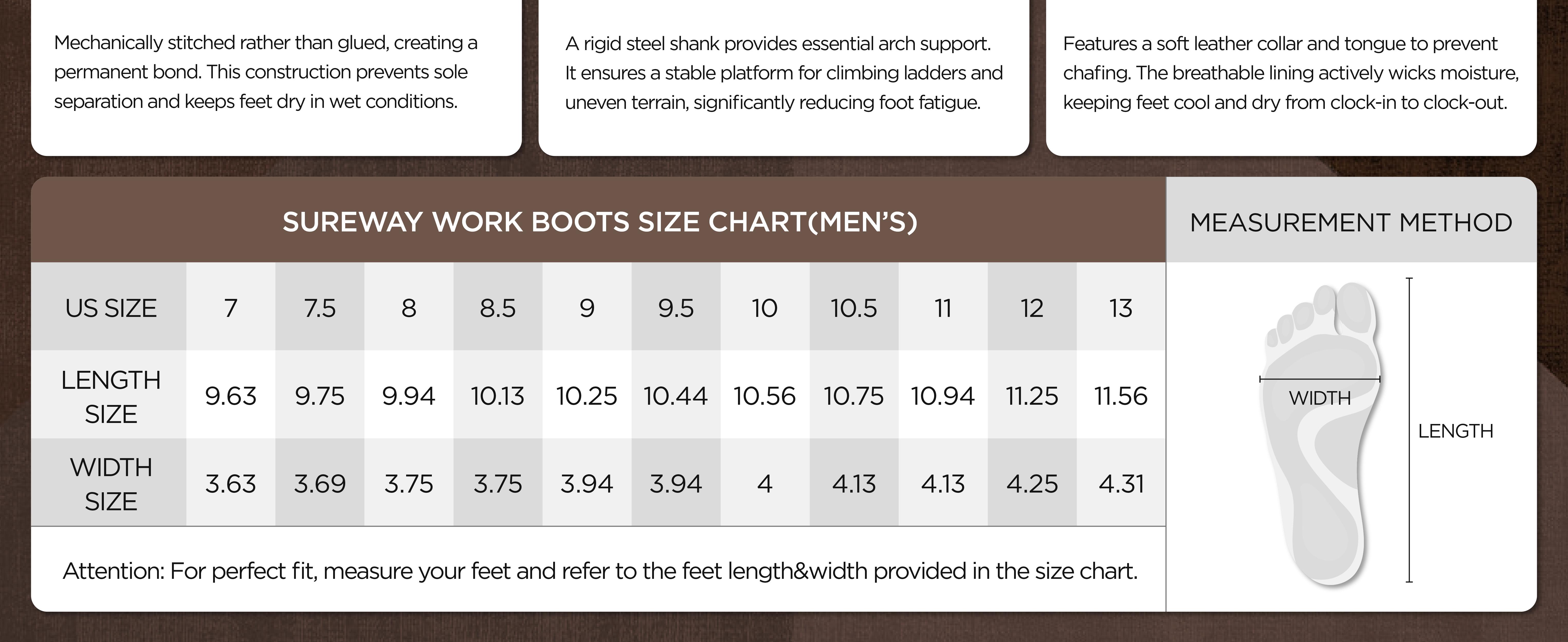 SUREWAY 8in Wedge Moc Soft/Steel Toe Work Boots for Men,Premium Full-Grain Leather,GoodyearWelt,Safety Work Boots/Shoes,Comfort Insole,Oil/Slip Resistant,GoodyearWelt,EH Rated Industrial Construction