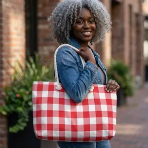 Red Gingham Weekender Bag