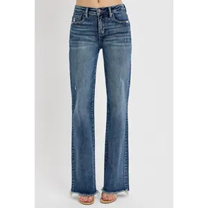 RISEN Full Size Tummy Control High Rise Long Straight Jeans Plus Size