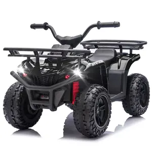 24V 80W*2 Electronic Kids Ride On ATV with Off-Road Vehicle Anti-Slip Tires Crash Bars Front and Rear Storage Racks Power Display LED Headlights Bluetooth High-Power System for Kids Ages 3-5