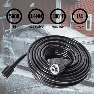 1 Piece 5800 PSI Ultra Twist-Resistant 50ft Heavy Duty High Pressure Washer Hose, Durable Rubber Material, 22mm Inner Thread, Compatible with Multiple Brands, Ideal for Home, Commercial and Outdoor Cleaning