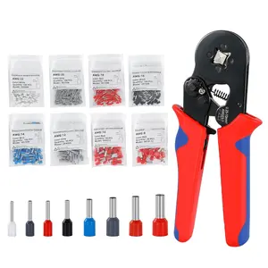 Ferrule Crimping Tool Kit,Ferrule  AWG(22-8), 8 Sizes Wire Ferrule Kit AWG(22 20 18 16 14 12 10 8) Gauge Insulated Ferrule Connectors