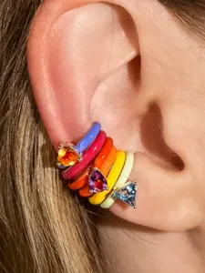 Fashion Rainbow Color Women's Earrings Set, Perfect for Daily Wear, No Piercing Jewelry Gift, Stylish Accessory for Everyday Use, Rainbow Clip Earrings, Earring Stack
