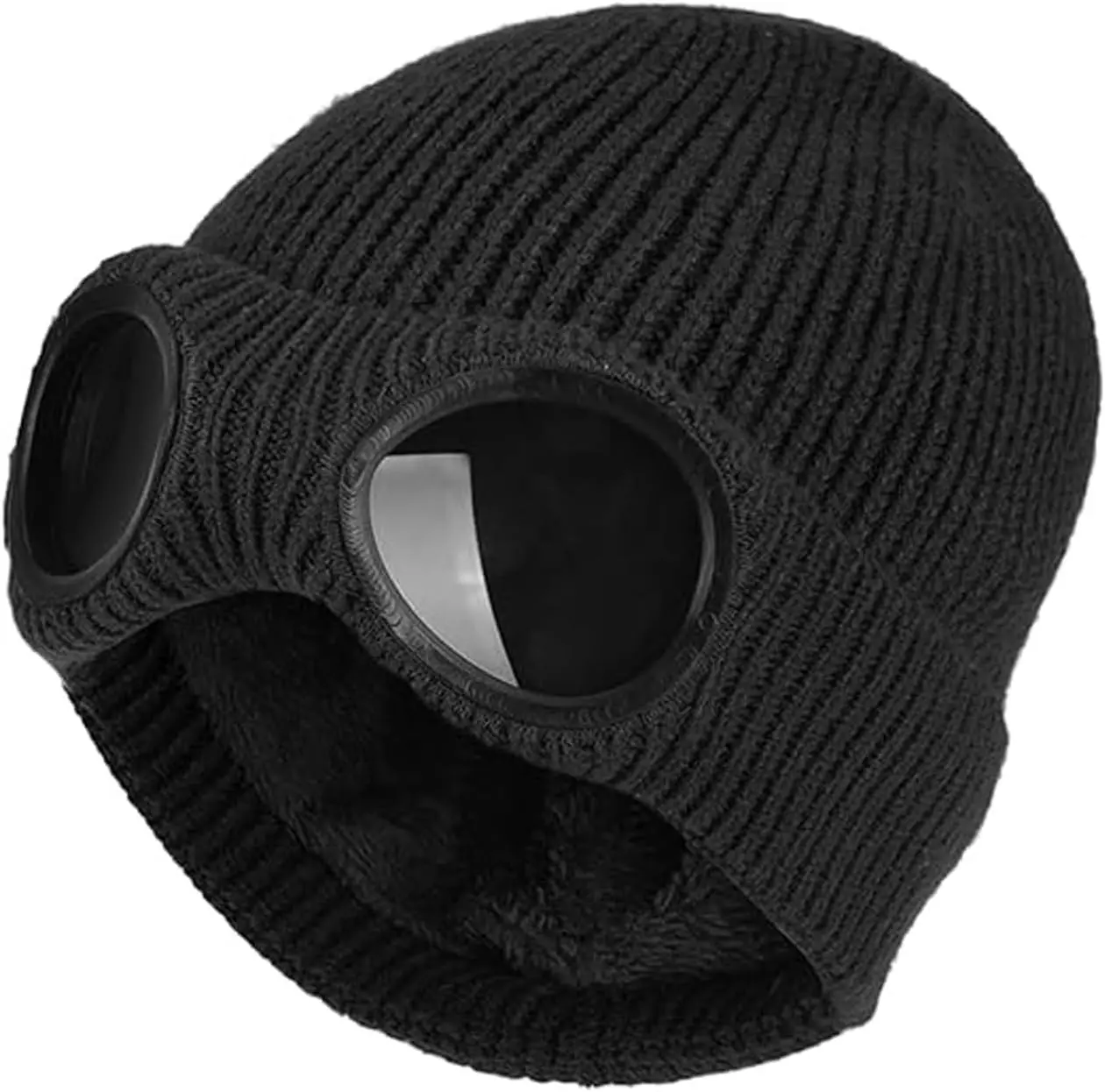 Beanie with Goggle Knitted Ski Hat Boggle Fall Outfits for Man & Women Unisex Goggle Beanie Boggle Gear Knit Hat Skull Knitted Windproof Ski Winter Fall Outfits Mask Cap