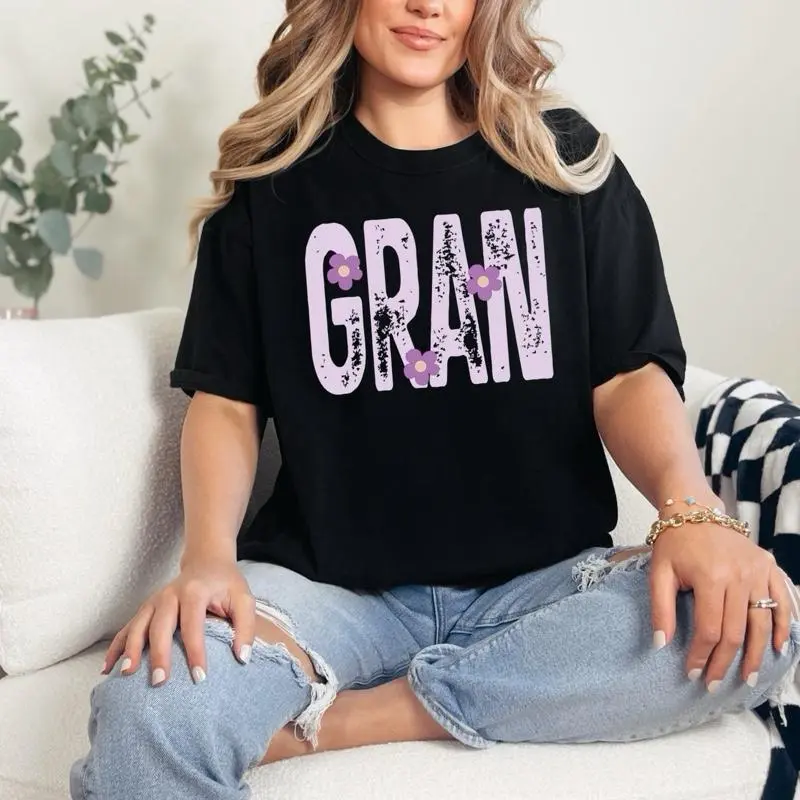 Gran Floral T-shirt Comfort Colors Summer Everyday Style Shirtsleeve love casual comfortable super soft relaxed fit unisex Sizing womenswear Streetwear  vintage Crewneck Printed Loose Graphic