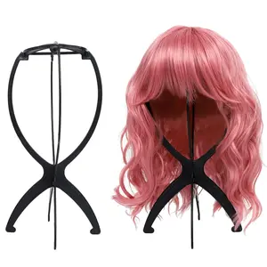 2 Pack Wig Stand, Wig Head Stand Portable Wig Holder for Multiple Wigs, Wig Stands Tripod for Styling Wig Storage, Black two Packs