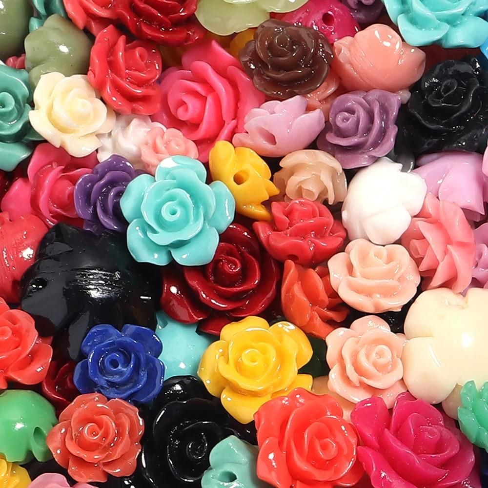 1 Strand 6 8 10 12 15mm Rose Camelia Flower Beads Artificial Coral Beads For Jewelry Making DIY Bracelet Neckalce Accessoires