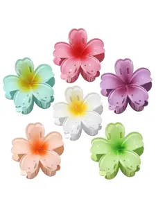 6 Pcs Flower Hair Claw Clips for Women Hawaiian Large Hair Clips for Thick Thin Curly Hair, Strong Hold & Non-Slip, Stylish Medium Beach Hair Accessories for Women Girls