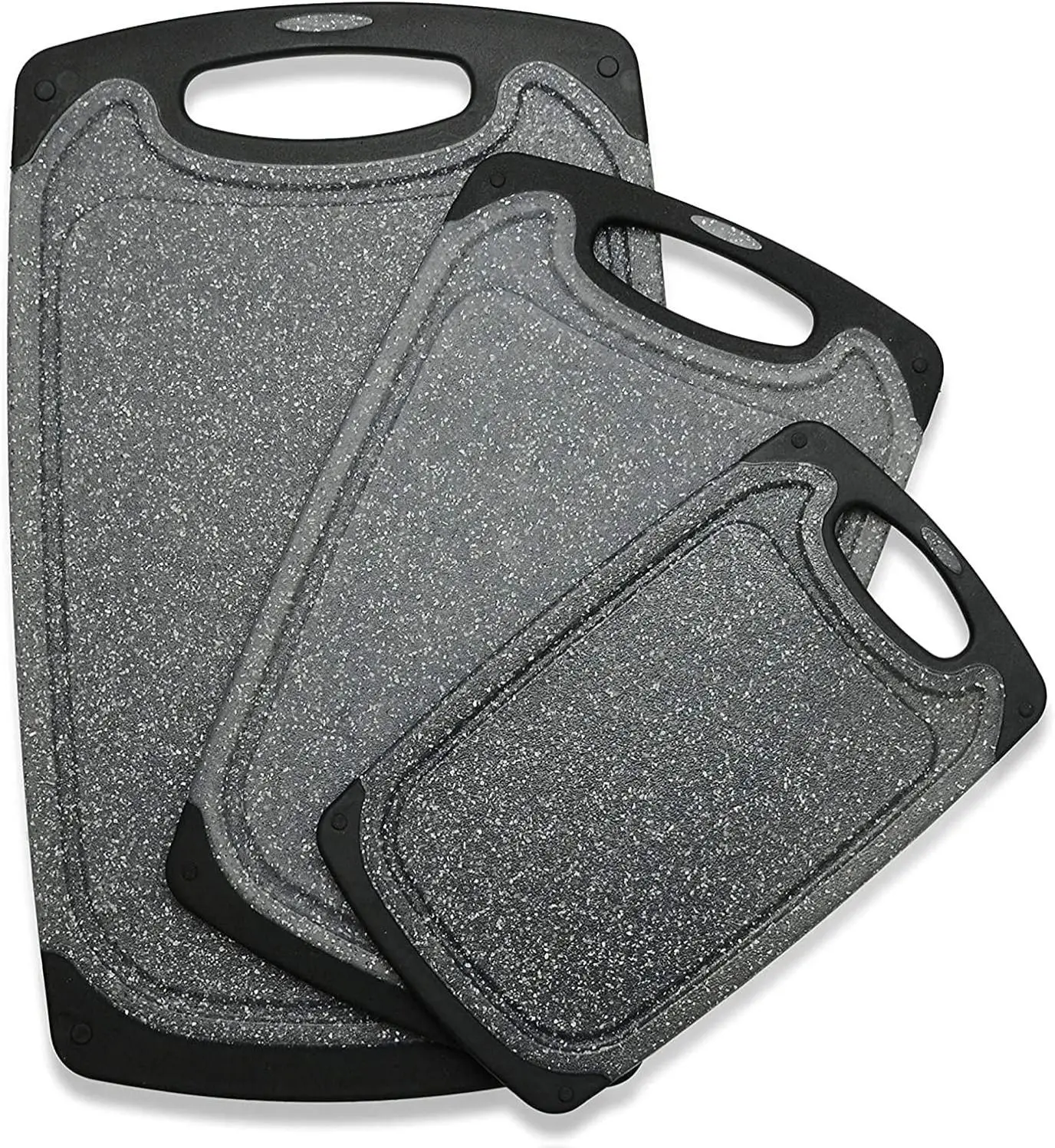 Cutting Boards for Kitchen, Large-Small Cutting Board Set of 3, Dishwasher Safe, Juice Groove, Easy Grip Handle, Non-Slip Rubber Cutting Board