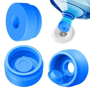 3Pcs Reusable Silicone Water Jug Cap, Spill-Proof Dust-Proof Replacement Water Bottle Lid, Drinkware Accessories for Home Office Dorm, Blue