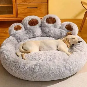 27in 35in 43in Calming Dog Beds For Large Dogs, Faux Fur Donut Cuddler Dog Bed, Round Fluffy Pillow, Washable Pet Bed For Dogs