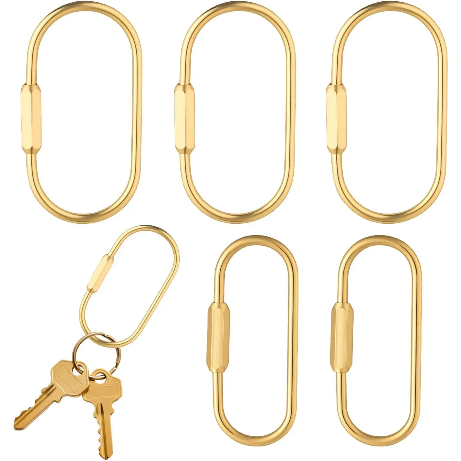 5-Pack Brass Key Ring -  Key Ring Screw Lock  for Labubu  Carabiner Carabiner  Clip for