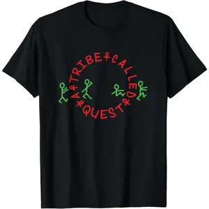 100% Cotton A Tribe Called Quest Official Circle Logo Black T-Shirt