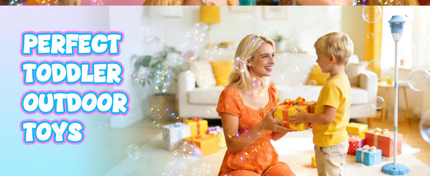 Automatic Bubble Machine for Kids,Standing Torch Bubble Maker with Light/Music for Toddlers, Height Adjustable Up 21 to 47 Inches,Pecfect for Birthday and Outdoor Party, Gifts