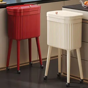 16L/4.23 Gallon No-Bend Tall Kitchen Trash Can Large-Capacity Recycling Bin with Wheels and Lid Mobile Odor-Proof Design Saves Space in Narrow Spaces Perfect for Kitchens, Offices, Bedrooms, and Living Rooms Trash Can / Wastebasket 4