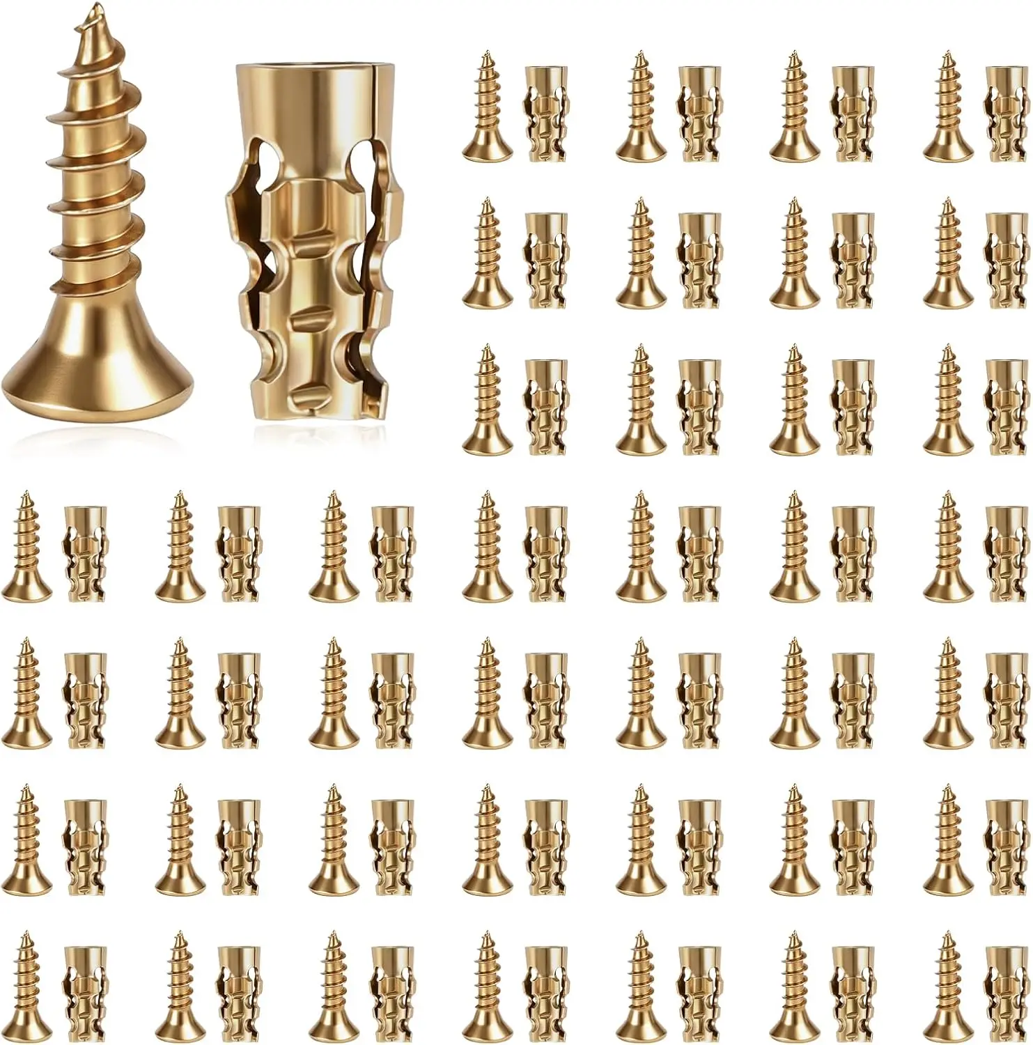 Hinge Repair Expansion Screw Kit, 6 x 14mm Stripped Thread Restoration Anchors & Short Screws, Cabinet & Door Hinge Fastening Repair Hardware