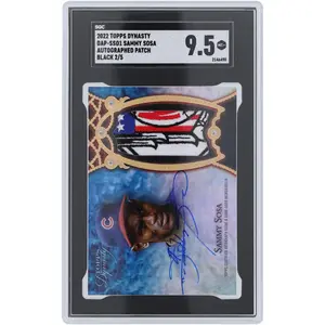 Sammy Sosa Chicago Cubs Autographed 2022 Topps Dynasty Black Autograph National League Logo 4 Color Relic #DAP-SS01 #2/5 SGC Authenticated 9.5 Card - Fanatics Authentic Certified