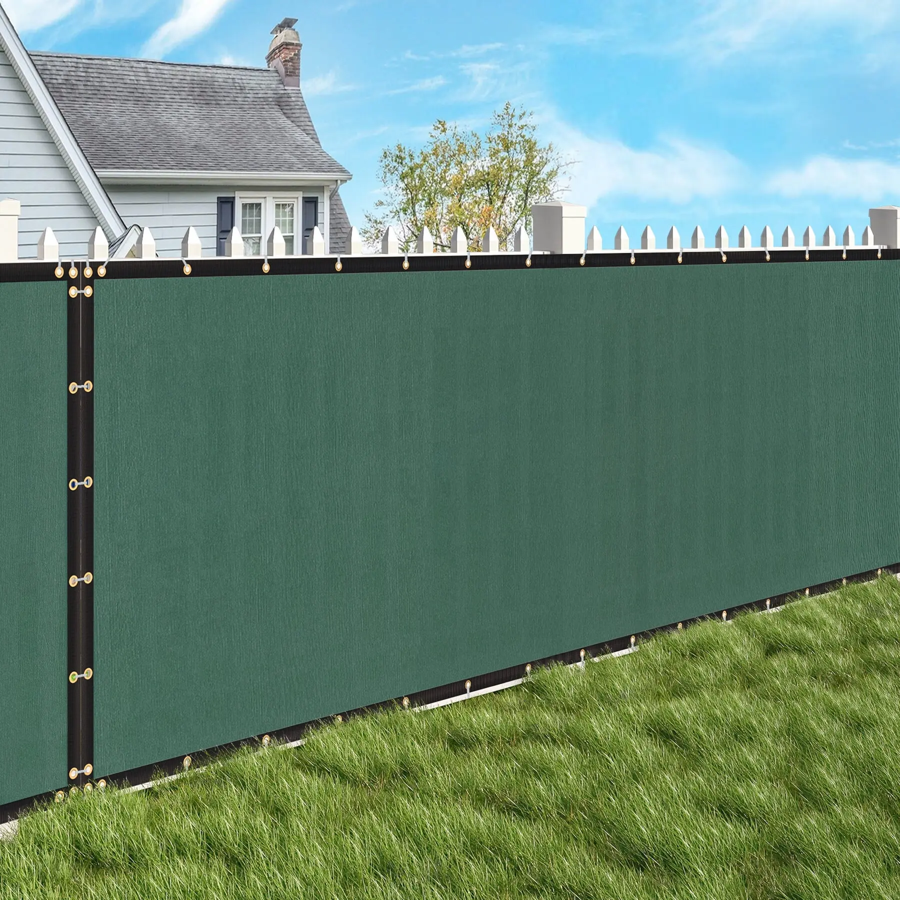 Segawe 6ft x 50ft HDPE Fabric Privacy Screen Fence, UV Resistant Sunshade Canopy, Protective Canopy for Patio Decor Privacy, Dark Green Outdoor Garden Home Improvement Cover