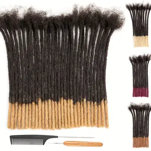 Wholesale 2025 NEW Real Human Hair Dreadlock Extensions - 0.4cm & 0.6cm Thickness, Pre-Colored, Full Handmade, Permanent Locs for Men/Women, Can Be Dyed, Bleached, Curled, Twisted