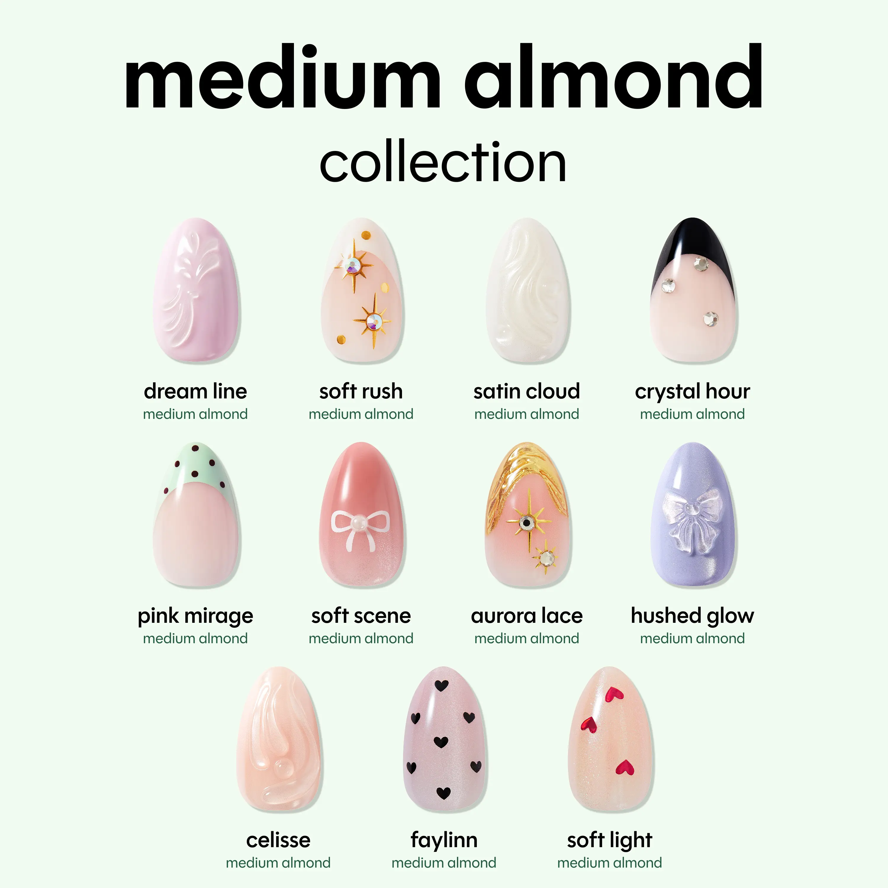 Impress Medium Almond No Glue Press On Nail Collection