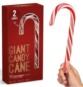 Taboom Candy Giant Cane Sticks 2 Pack Gift box - Individually Wrapped Christmas Candy Peppermint Flavor For Stocking Fillers, Holiday Party Favor, Gift Decorations