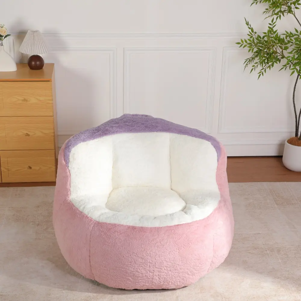 Bean bag chair lazy sofa large imitation fur broken sponge filling living room casual pink white purple