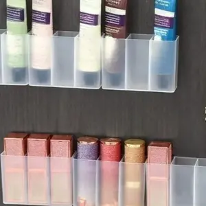 1pc/2pcs/3pcs Non perforated storage box hanging on the wall with three compartments wall mounted with compartments Non perforated small item storage box eyebrow clip scissors eyebrow pencil brush lipstick storage box