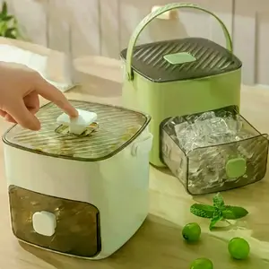 48-compartment ice maker with easy-press lid - Double-layer portable design, includes silicone tray, durable plastic construction, countertop ice maker, beverage cooling, suitable for homemade frozen foods and drinks, ideal for summer drinks.