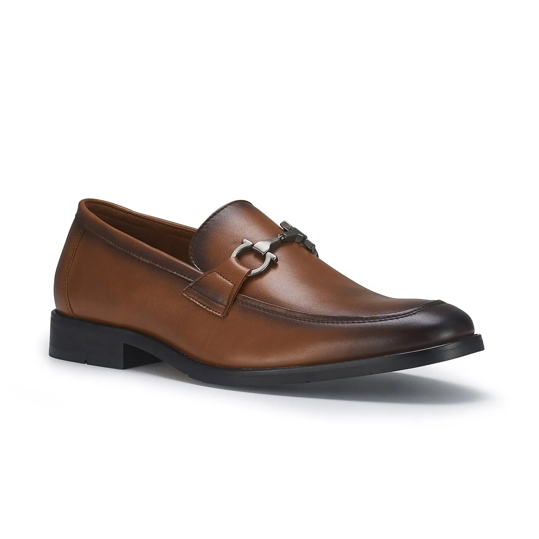 Ferro Aldo Daxon moc-toe penny loafers with buckle, in Cognac, Men's Size 6.5 - 13