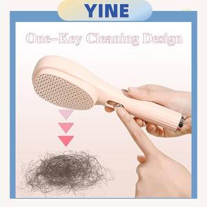 Retractable Scalp Massage Comb Self-Cleaning Brush Multi-Function Anti-Static Massage Comb One-Click Cleaning Retractable Hair Comb With Retractable Bristles 2 Colors (Beige + Pink) Unisex