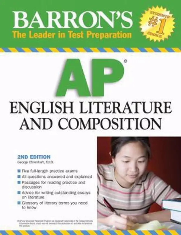 Used Barron's AP English Literature and Composition 2008 Paperback by George Ehrenhaft Ed. D. - Students' Study Guide, 1.45 lbs, 5 Full-Length Practice Exams, Free Access to Online Practice Test, Guidelines for Evaluating Essays, 1.45 Pounds