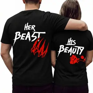Her Beast His Beauty Couple T-shirt, Matching Outfits For Couples, Valentine Day Gifts, Couple Gifts, Anniversary Shirts, Trending Couple TEE