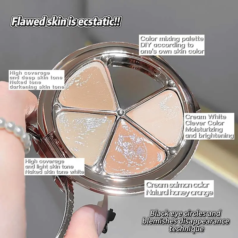 Pink Sweetheart Color Correcting Flawless Concealer Palette, four-color coverage, comes with its own color palette, suitable for daily use, enhances skin tone, smooth application, two options available