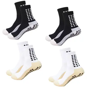 4 Pair Men's Soccer Socks with Anti Slip Non Slip Grip Pads for Football Basketball Sports Grip Socks Tubesocks