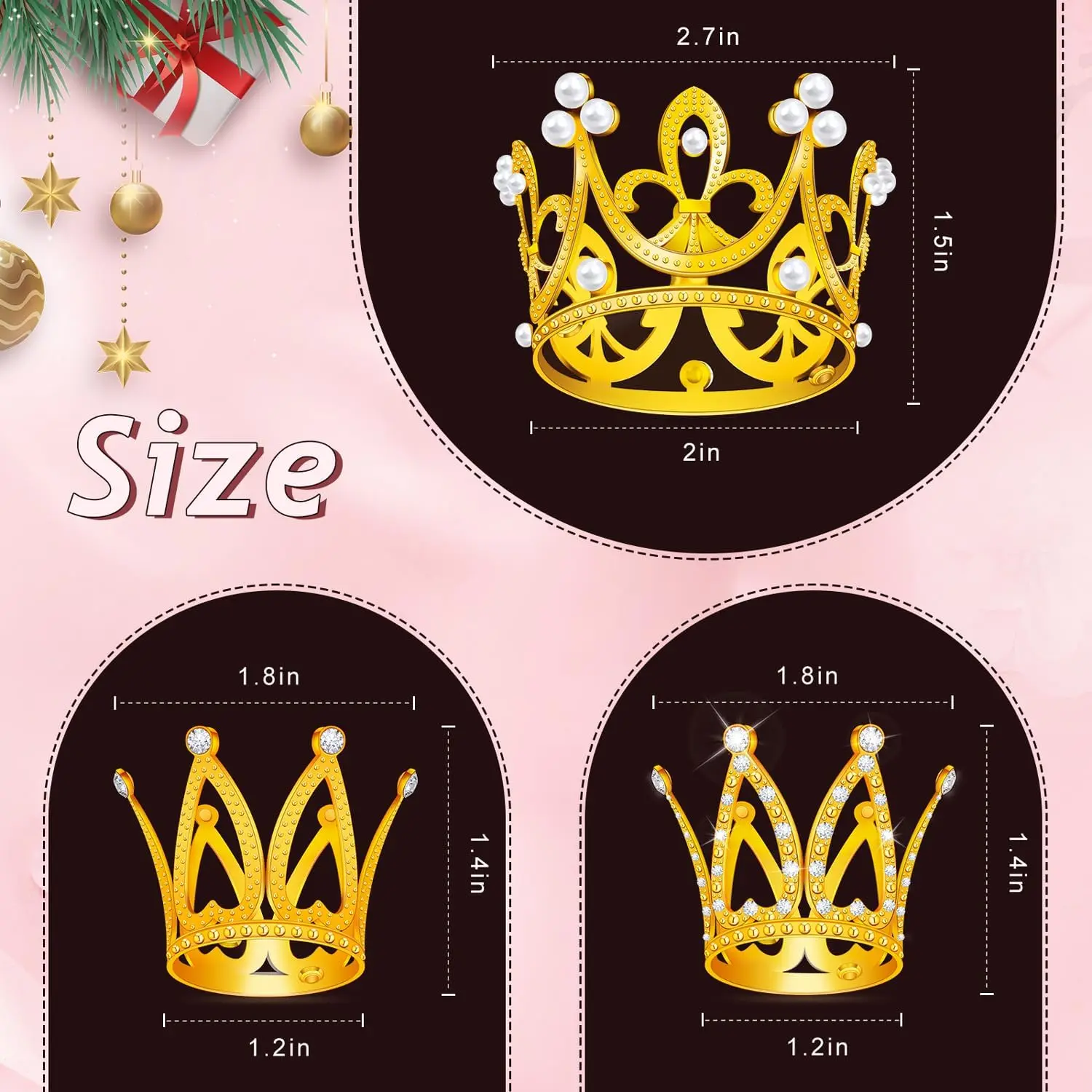 15 pcs Mini Crowns Flower Decoration Small Gold Crowns Crystal Pearl Cupcake Toppers for Birthdays, Weddings, Parties, Thanksgiving