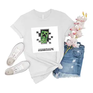 T-Shirt Unisex Minecraft Hidden Door Minecraft Creeper Shirts Novelty Family Shirt Girl Big Women Tee Gift For Men Friend