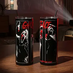 Ghostface Favorite Scary Movie 40oz Tumbler with Handle  Custom 90s Horror Movie Cup  20oz Insulated Travel Mug  Spooky Aesthetic Slasher Fan Gift  Cup Holder Friendly