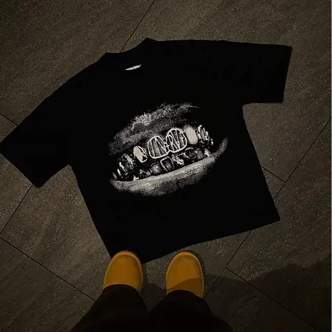 GRILLZ 2SIDES SHIRT GRAPHIC TEE  Black Cropped Crewneck T Shirt, Unisex Cotton Graphic Shirts, Fashion Casual Couple Hip Hop Short Sleeve Tee, Best Gifts, Unisex T-Shirt, Gifts For Him Her, Short Sleeve Tee Shirt, Gift